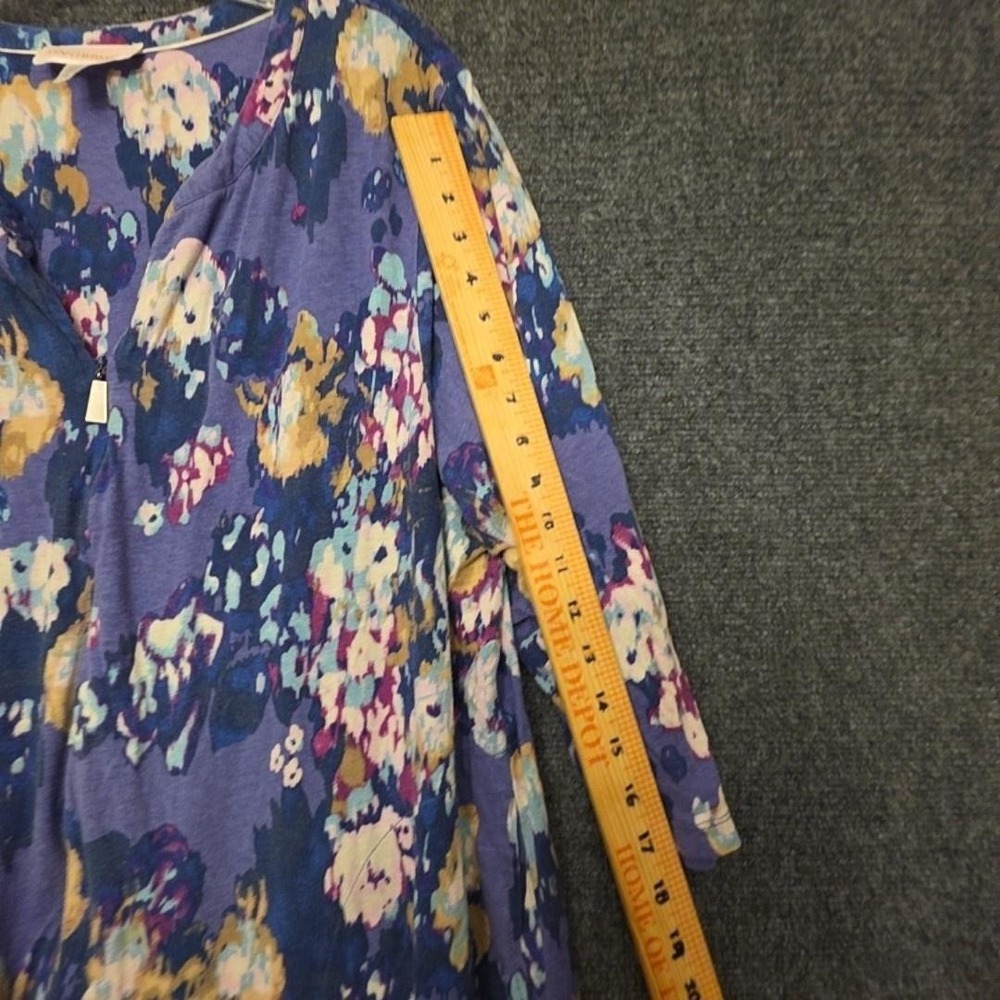 Stan Herman Gown Womens XL Purple Floral Jersey Kaftan Zip Front 3/4 Sleeve - Picture 6 of 12